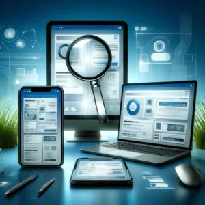 DALL·E 2025-02-01 17.54.08 - A modern digital workspace featuring multiple devices, including a smartphone, tablet, laptop, and desktop, displaying the same web application to ill